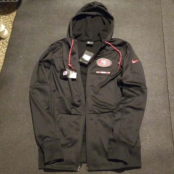 Mens 49ers Black Team Zip Up Hoodie 